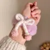 Elástico de Cabelo com Laço de Lã para Crianças Fofo de Pelúcia Corda para Rabo de Cavalo Elástico de Borracha Feito à Mão DIY Faixa de Cabelo Coração de Menina Acessórios de Cabelo