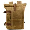 Mochila Personalizada para Computador Masculina Clássica Europeia e Americana Retro Impermeável Lona com Cera de Abelha Bolsa de Grande Capacidade para Esportes ao Ar Livre Montanhismo