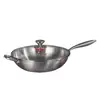 Wok de Acero con Patrón de Martillo de Tres Capas, Olla de Cocina de Acero Inoxidable 304, Sin Recubrimiento, Apto para Cocina de Inducción y Estufa de Gas, Sartén Antiadherente