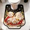 Tapete de Chão de Cordeiro de Natal Desenho Animado Tapete Absorvente de Água para Banheiro de Lama Diatomácea Tapete de Pé em Forma de U para Vaso Sanitário Resistente ao Desgaste Tapete Decorativo
