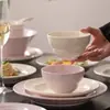 Conjunto de Tigela e Prato de Cerâmica Escovada de Alta Qualidade, Louça Estilo Creme, Tigelas de Alto Valor, Pratos Domésticos, Tigelas de Sopa, Tigelas para Macarrão