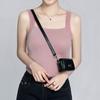 Traje de Camisola de Color Sólido para Mujer con Diseño de Chaleco Base de Suéter de Punto Nicho Ropa Exterior Top Corto para Mujer Trendy