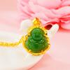 Colgante de Buda de Jade Imitación Hetian y Oro de Arena Vietnamita para Mujer Que No Se Desvanece por Mucho Tiempo, Joyería de Latón Real de Color Jade y Jaspe Imitación