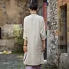 Nuevo top de algodón y lino estilo chino para mujer, colección 2026, con un diseño retro chino con botones decorativos, un estilo cheongsam modificado y un diseño de camisa larga