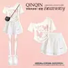Conjunto de Niñas Verano 2026 Nuevo Estilo de un Hombro Manga Corta Moda Chic Estilo Casual Pantalones Cortos de Pierna Ancha Niños Medianos y Grandes Conjunto Moderno
