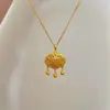 Collar con Candado de Paz de Oro de Arena Método Antiguo para Mujer Colgante Hueco Ruyi Fu Dai Cadena para Clavícula Joyería Resistente al Color Venta al por Mayor