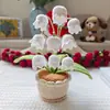 En Stock Crochet Hecho a Mano 9 Cabezas Muguete Lindo Hilo de Cuatro Hilos Planta en Maceta Decoración de Escritorio Adorno Planta Artificial en Maceta Venta al por Mayor