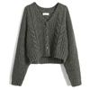 Suéter de punto para mujer, cárdigan de moda con cuello en V, cintura alta y cómodo, estilo Hong Kong, otoño e invierno 2021