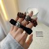 Cuerda para el cabello estilo francés con diseño de leopardo y perlas, anillos de alta calidad, banda de goma para el cabello, cuerda para el cabello sin dejar rastro, accesorios para el cabello para mujeres