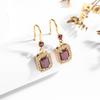 Pendientes de Zirconia Microincrustada Estilo Coreano de Lujo Ligero para Mujer, Pendientes de Botón con Piedras Preciosas de Colores en Oro de 18 Quilates, Pendientes Doble Capa con Incrustaciones de Piedras en Acero de Titanio Dorado