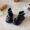 Botas Martin de Terciopelo para Niña Pequeña 2026 Nuevo Estilo Otoño/Invierno Botas de Princesa con Lazo Estilo Británico Suela Suave Estilo Coreano Botas de Piel