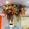Cor de café de outono estilo retrô materiais florais materiais florais de casamento móveis macios atmosfera de outono adereços de casamento decorações flores artificiais