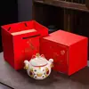Latas de Chá Cerâmicas Gato da Sorte Cofrinho Enfeites Domésticos Vedadas à Prova de Umidade Presente Grande Portátil Lata de Armazenamento Lata de Açúcar