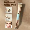 Traje de brochas de maquillaje multifuncional de doble cabeza directo de fábrica, brocha para polvos, brocha para colorete, brocha para contorno, juego de 3 brochas de maquillaje, brocha