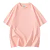Camiseta de algodón de Xinjiang de peso pesado 300 g, color verde menta fresco sólido, cuello redondo, manga corta, para mujer, holgada, cómoda, camiseta interior, para hombre