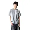 Camiseta Básica Cruzada Gris de Hombro Normal Manga Corta para Hombre Nueva 2026 Estilo Americano de Alta Gama Manga Media Ropa Interior para Hombre Top