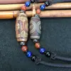 Pingente Genuíno de Contas Três Olhos Estilo Étnico Corrente de Clavícula de Pedra Ágata Cinto de Pescoço Feminino Moda Versátil Pessoas da Moda