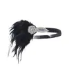 Diadema de Plumas de los años 20 con Pedrería en la Frente, Diadema de Plumas para Novia, Baile de Graduación, Actuación, Accesorios para Vestido de Noche, Accesorios para el Cabello