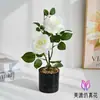 Bonsai de rosa de dos cabezas flores artificiales flores falsas decoraciones para el hogar adornos conversación falsa flores realistas exhibición de sala de estar hogar