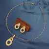 Conjunto de Joias Europeu e Americano Transfronteiriço Personalidade Simples Redondo Oval Vazado Mulheres Brincos de Diamante Geométricos Retrô Colar Mulheres