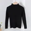 2026 Novo Suéter de Malha Base Camada Elástica Gola Meia Alta para Meninas Estilo Outono/Inverno para Crianças de Média a Mais Velhas Cor Sólida Costela Slim Fit