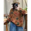 Suéter Casual de Cuello Alto Medio para Mujer, Colección Otoño 2026, Estampado Floral, Suéter de Punto Holgado tipo Pulóver, Suéter de Estilo Relajado