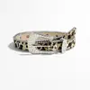Cinturón de Mujer de Nuevo Estilo Europeo y Americano Tachonado con Pedrería, Cinturón Punk Y2K con Estampado Animal Leopardo para Mujer, Cinturón de Cuero Hueco para Mujer