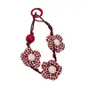 Lanyard Estilo Ins de Cuadros Rojos, Lunares y Flores, Pulsera de Hilo Encerado Hecha a Mano, Accesorio de Muñeca Dulce y Genial, Colgante Personalizado