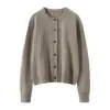 Cardigan de Malha Grossa com Trançado de Caxemira Novo Outono Inverno Feminino Gola Redonda Botão Único Outono Inverno Solto Fashionável Versátil Suéter Feminino