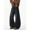 Jeans de mezclilla para hombre, diseño holgado, pierna curva, desgastados, marca de moda, retro, sub nuevo, pierna ancha, pantalones largos, sensación de patchwork, americano