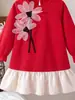 Vestido de Moda Otoñal Transfronterizo para Niñas 2026 con Flores Tridimensionales y Dobladillo Fruncido