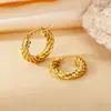 Pendientes de Otoño e Invierno 2024 Moda Elegantes Estéreo de Gama Alta Hebilla de Oreja Hilo Retorcido Anillo Liso Acero de Titanio Femenino con Estilo