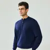 Suéter 100% Lã Pura Outono/Inverno 16s Fio Yangzi Fino Torcido Masculino Quente Gola Alta Pulôver Tricô