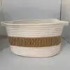 Cesta de Armazenamento Trançada com Corda de Algodão com Alça Escavada, Organizador de Itens Diversos para Sala de Estar, Cesta de Armazenamento de Roupas Domésticas, Cesto de Roupa Suja