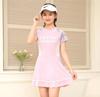 Traje de baño de una pieza de moda para niños Traje de baño de boxeo de moda para niña Estudiante Deportivo Estilo Preppy Traje de baño de manga corta para aguas termales