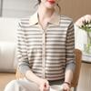Nuevo Top Rayado Elegante de Mamá Joven para la Primavera 2026, Suéter para Mujeres de Mediana Edad y Mayores, Camiseta Básica de Punto para Primavera y Otoño