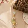 Lindo Colgante Llavero Conejo Corredor Brocado Canción Colgante para Bolso Hecho a Mano Estilo Chino Adorno de Conejo de Jade Regalo de Vacaciones