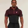 Roupas Fitness Masculinas Sem Costura da Temu, Blusa com Capuz Color Block Elástica de Secagem Rápida para Corrida, Levantamento de Peso e Esportes Slim Fit