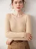 Suéter Base de Malha Slim Fit Listrado Novo Outono/Inverno 2025 com Gola V de Cashmere Sem Costura para Mulheres
