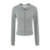Chaqueta cárdigan corta con capucha para mujer, nuevo modelo de otoño 2026, color liso, bolsillos grandes, cierre de cremallera, corte ajustado, sudadera casual
