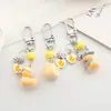 Chaveiro de Animal Fofo Peludo Pato Amarelo Pequeno Menina Coala Pintinho Pingente para Celular Pendente de Bolsa Desenho Animado