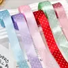 Rollo Pequeño de Cinta de Poliéster de Puntos de 2.5cm, Accesorios de Ropa Transfronterizos, Accesorio para el Cabello de un Solo Lado, Moño con Puntos, Caja de Regalo Hecha a Mano para Bricolaje