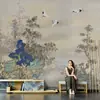 2025 Nuevo Papel Tapiz de Paisaje y Grulla Estilo Chino Papel Tapiz para Pared de Fondo de TV Sala de Estar Revestimiento Decorativo de Pared Revestimiento de Pared de Ingeniería Sin Costuras