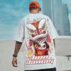Camiseta Hip-Hop Urso Solta Manga Curta 2026 Tendência Europeia e Americana Tamanho Grande Masculino Estilo Hong Kong Tamanho Grande Gola Redonda Manga Meia