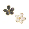 Anillo de Acero Inoxidable Francés Transfronterizo Retro Esmalte de Goteo Flor de Cinco Pétalos Nicho Femenino Alto Grado Exquisito Anillo de Acero de Titanio Joyería