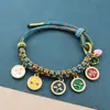 Pulsera de Flor de Durazno de los Cinco Dioses de la Riqueza Estilo Tíbet, Cordón Tejido a Mano Nudo de Flor de Durazno, Pulsera Thangka de Cuerda Multicolor Estilo Étnico