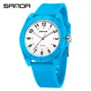Reloj de Fiesta Estudiantil Sanda Examen Transmisión en Vivo Más Vendido Simple Versátil Unisex Luminoso Correa de Nylon Reloj Impermeable 50m
