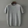 Suéter de Lana Pura para Hombre de Principios de Otoño, Manga Corta, Cuello Redondo de Alta Gama, Camiseta de Color Sólido, Suéter de Punto Fino para Hombres Jóvenes y de Mediana Edad
