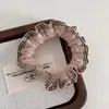 Máscara Facial de Renda com Babados Estilo Coreano Macia e Confortável de Seda Gelada Pequeno Scrunchie Acessório de Cabelo Simples e Moderno para Rabo de Cavalo Modelo Novo