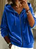 Sudadera con capucha y cremallera de manga larga para mujer, color liso, con cordón, estilo casual, moda transfronteriza europea y americana, nueva para 2026, Amazon